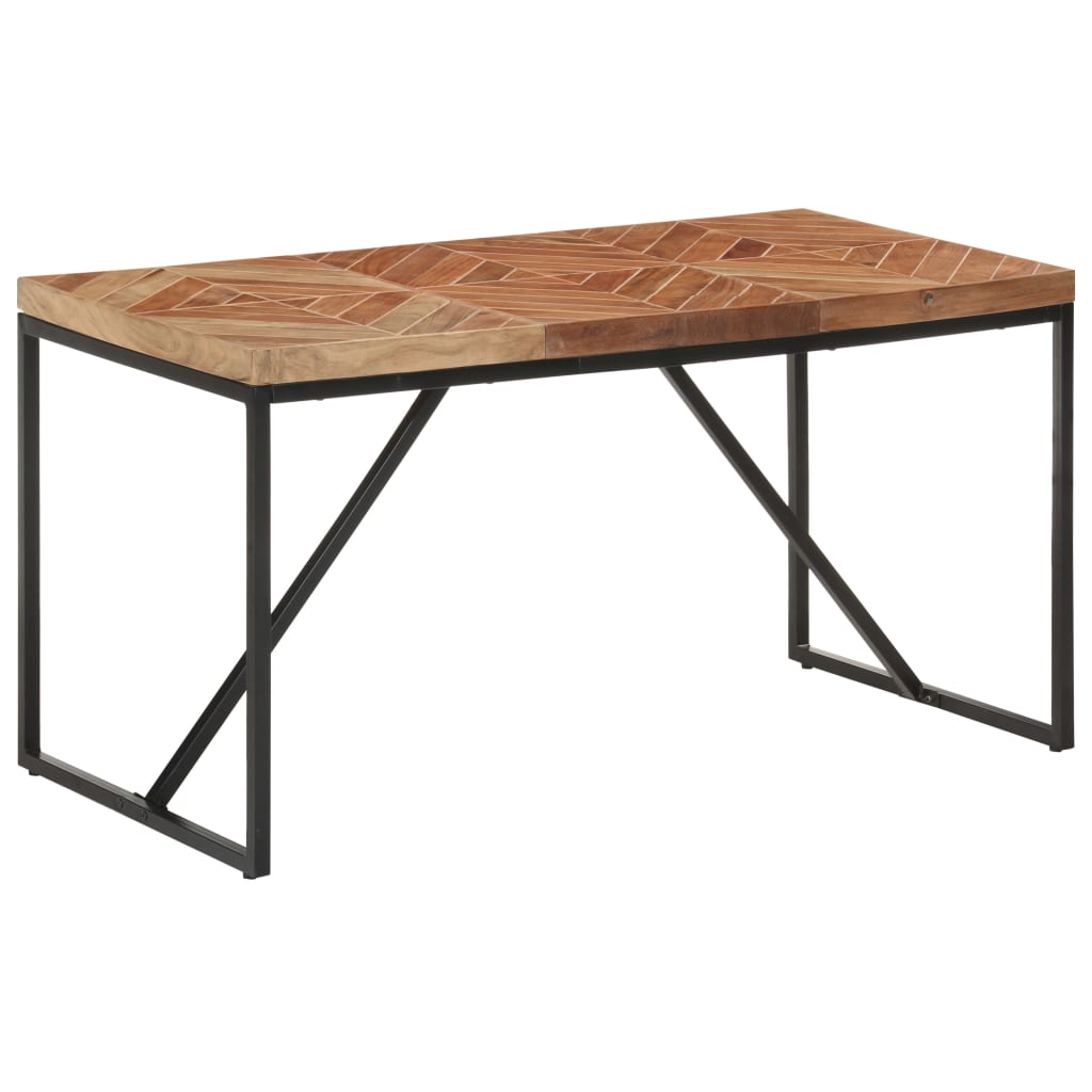 Eettafel 140X70X76 Cm Massief Acaciahout En Mangohout 140 x 70 x 76 cm Zwart