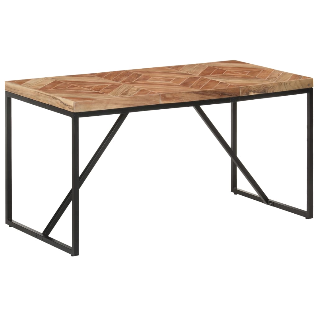 Eettafel 140X70X76 Cm Massief Acaciahout En Mangohout 140 x 70 x 76 cm Zwart