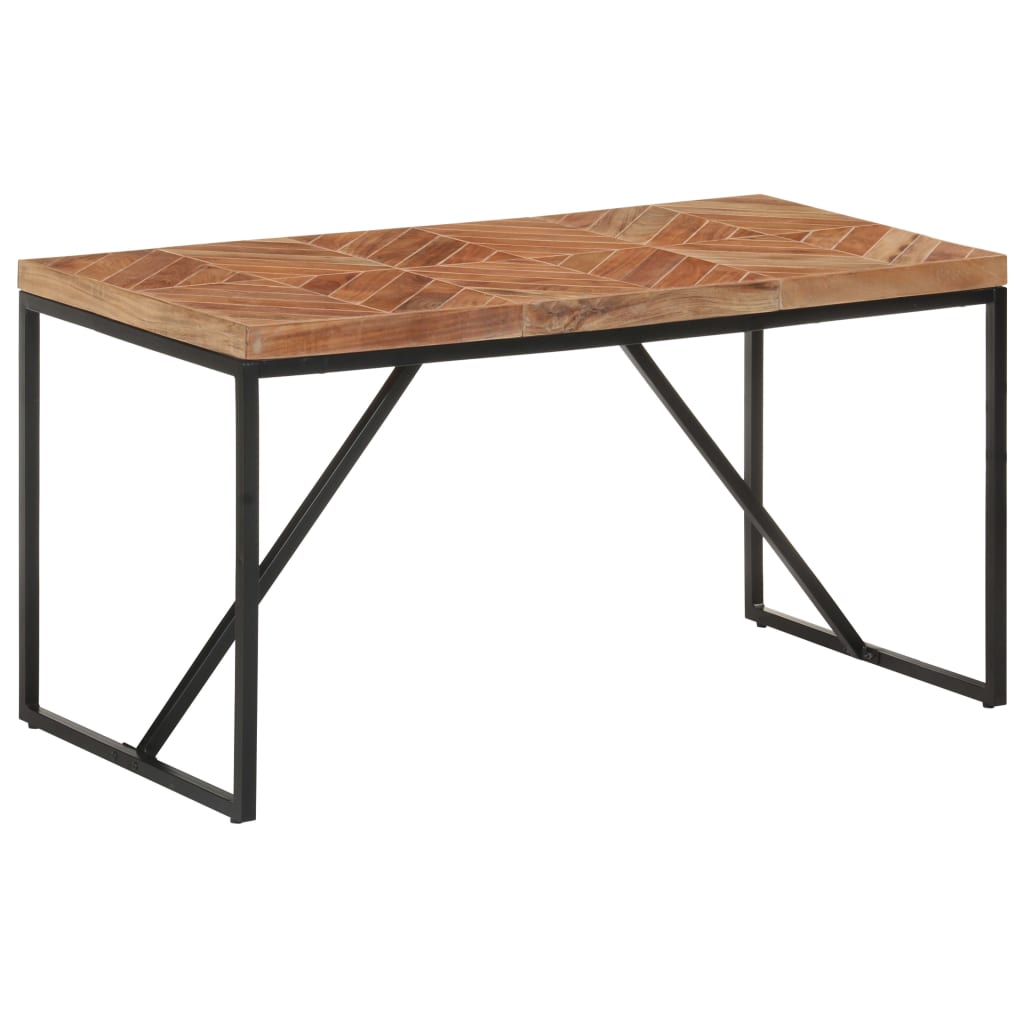 Eettafel 140X70X76 Cm Massief Acaciahout En Mangohout 140 x 70 x 76 cm Zwart