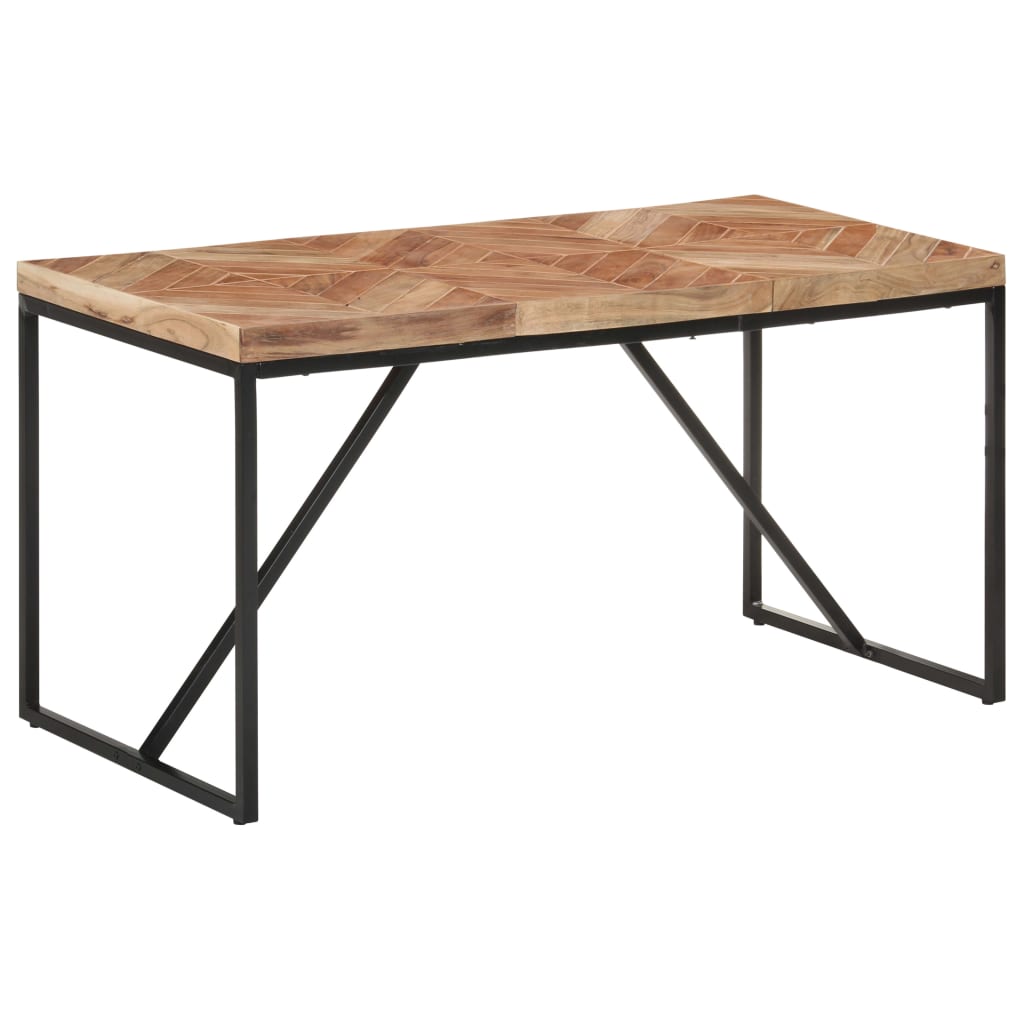 Eettafel 140X70X76 Cm Massief Acaciahout En Mangohout 140 x 70 x 76 cm Zwart