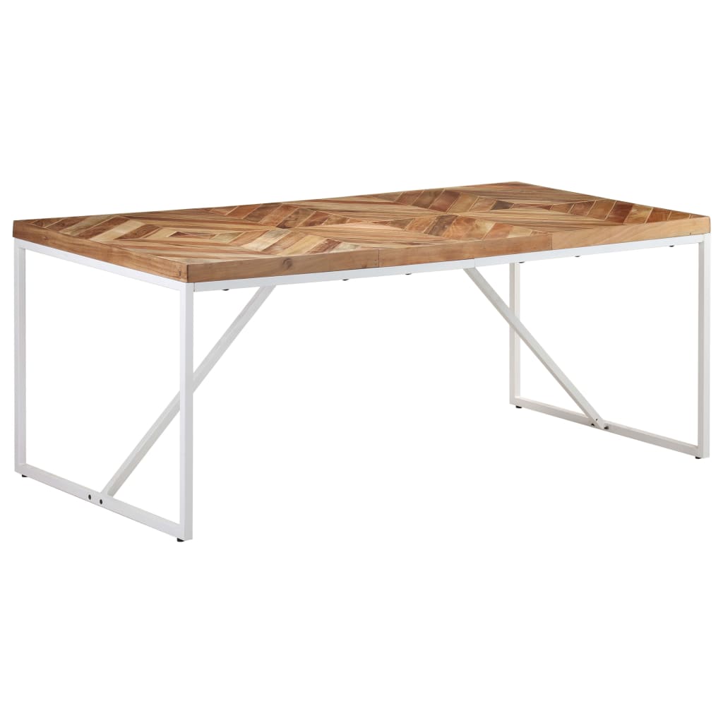 Eettafel 180X90X76 Cm Massief Acaciahout En Mangohout 180 x 90 x 76 cm Wit