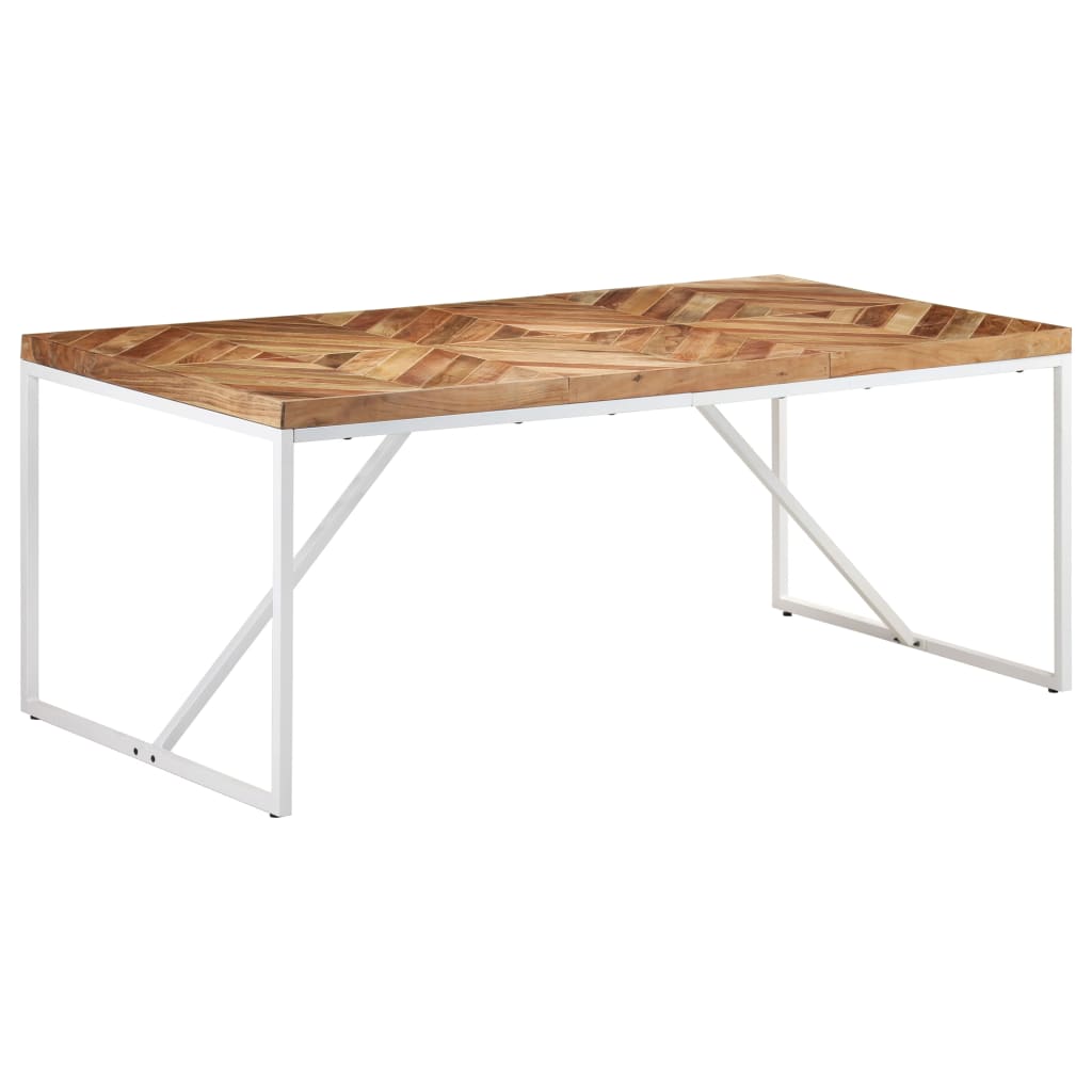 Eettafel 180X90X76 Cm Massief Acaciahout En Mangohout 180 x 90 x 76 cm Wit