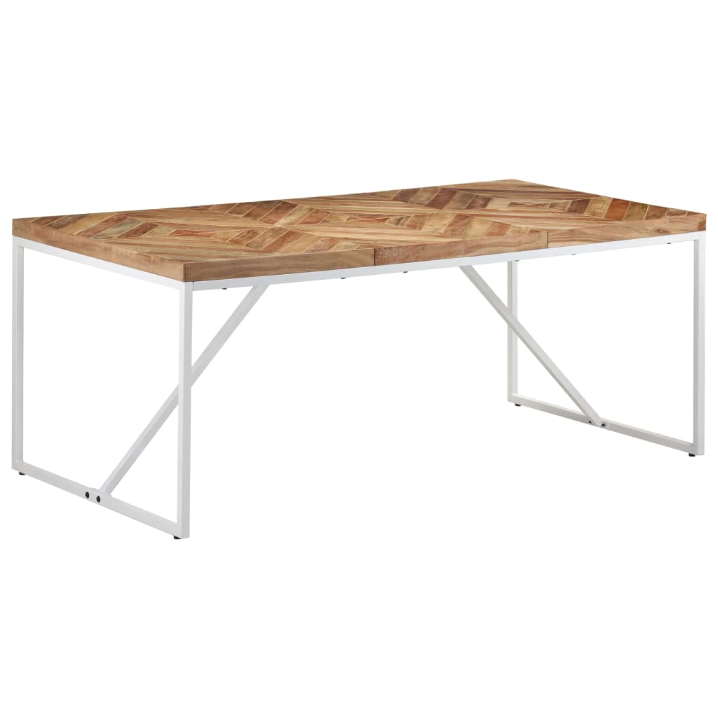 Eettafel 180X90X76 Cm Massief Acaciahout En Mangohout 180 x 90 x 76 cm Wit