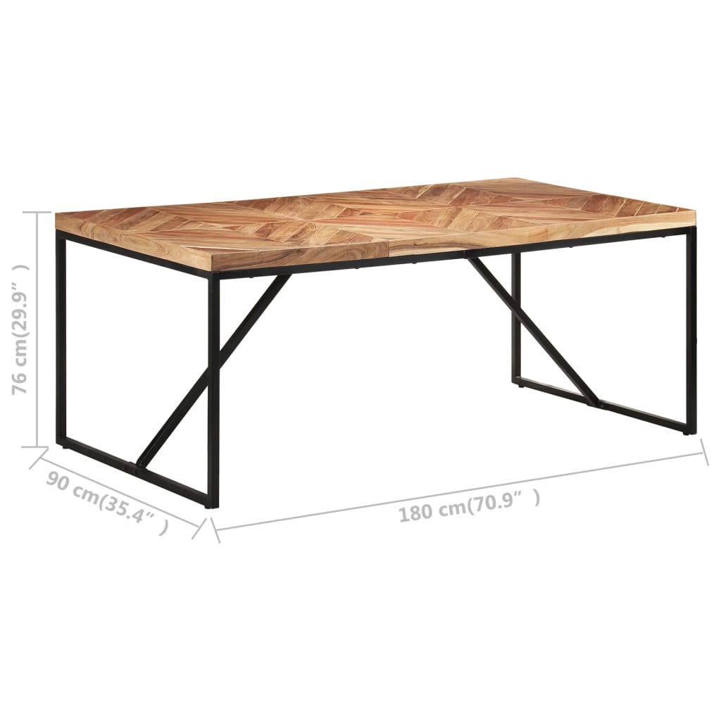 Eettafel 180X90X76 Cm Massief Acaciahout En Mangohout 180 x 90 x 76 cm Zwart