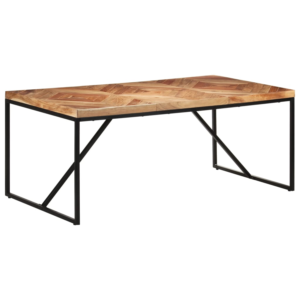 Eettafel 180X90X76 Cm Massief Acaciahout En Mangohout 180 x 90 x 76 cm Zwart