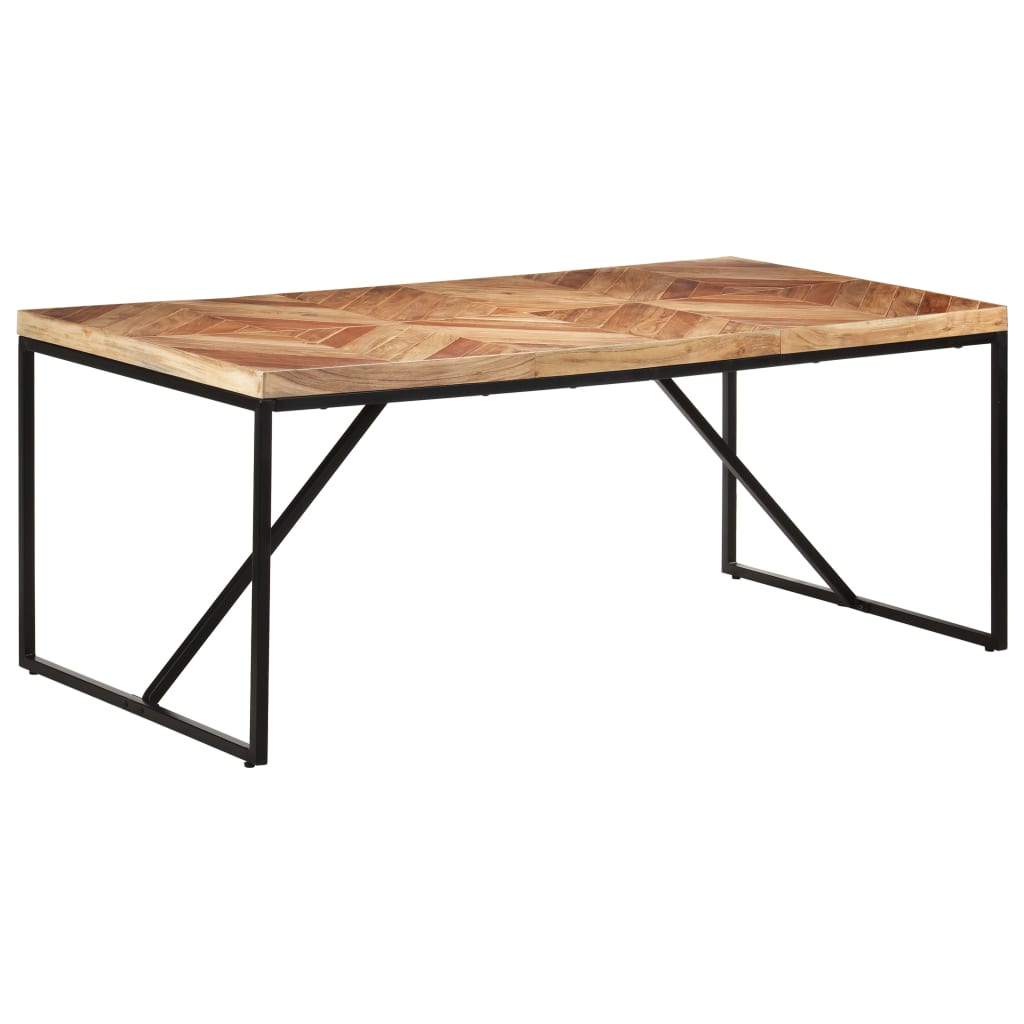 Eettafel 180X90X76 Cm Massief Acaciahout En Mangohout 180 x 90 x 76 cm Zwart