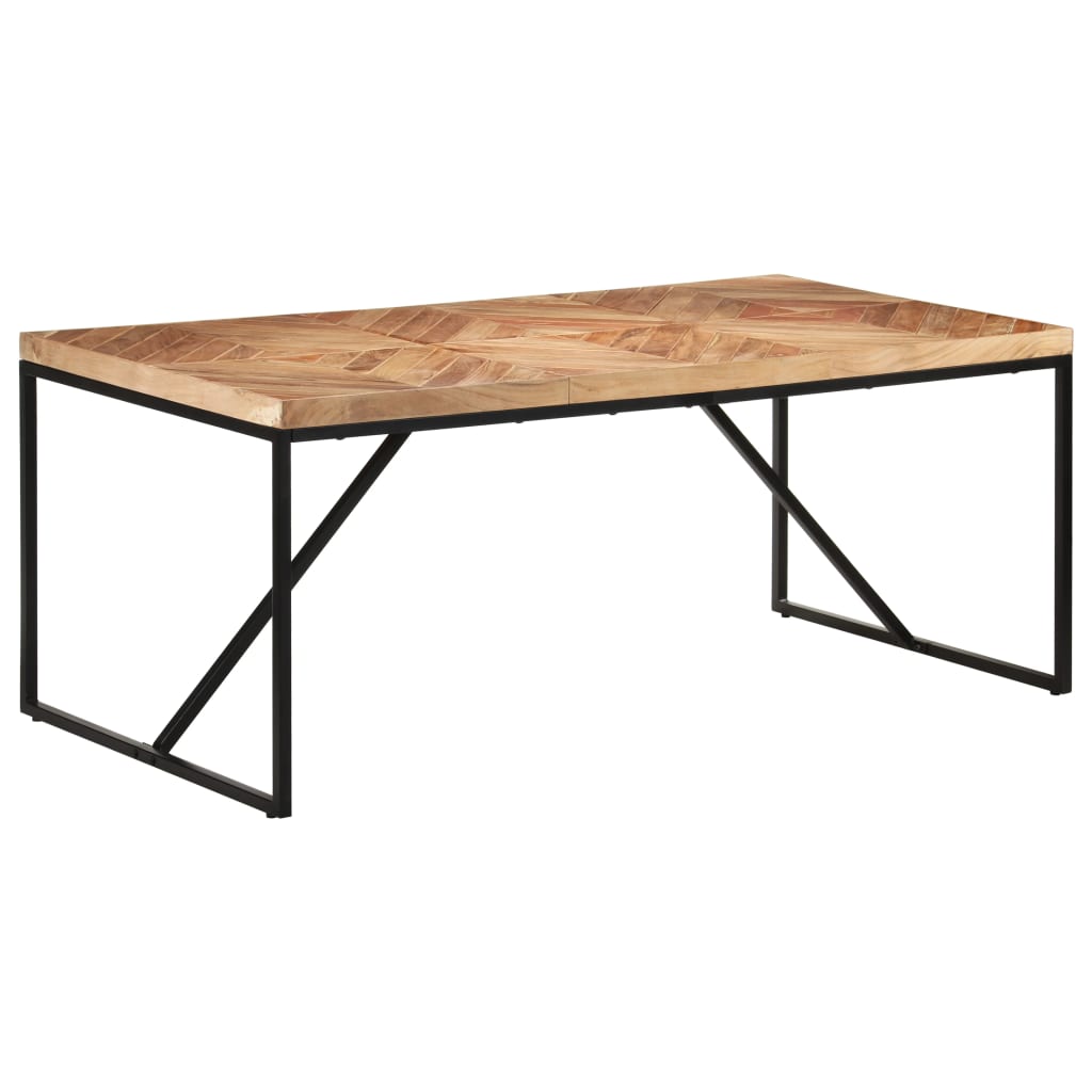 Eettafel 180X90X76 Cm Massief Acaciahout En Mangohout 180 x 90 x 76 cm Zwart