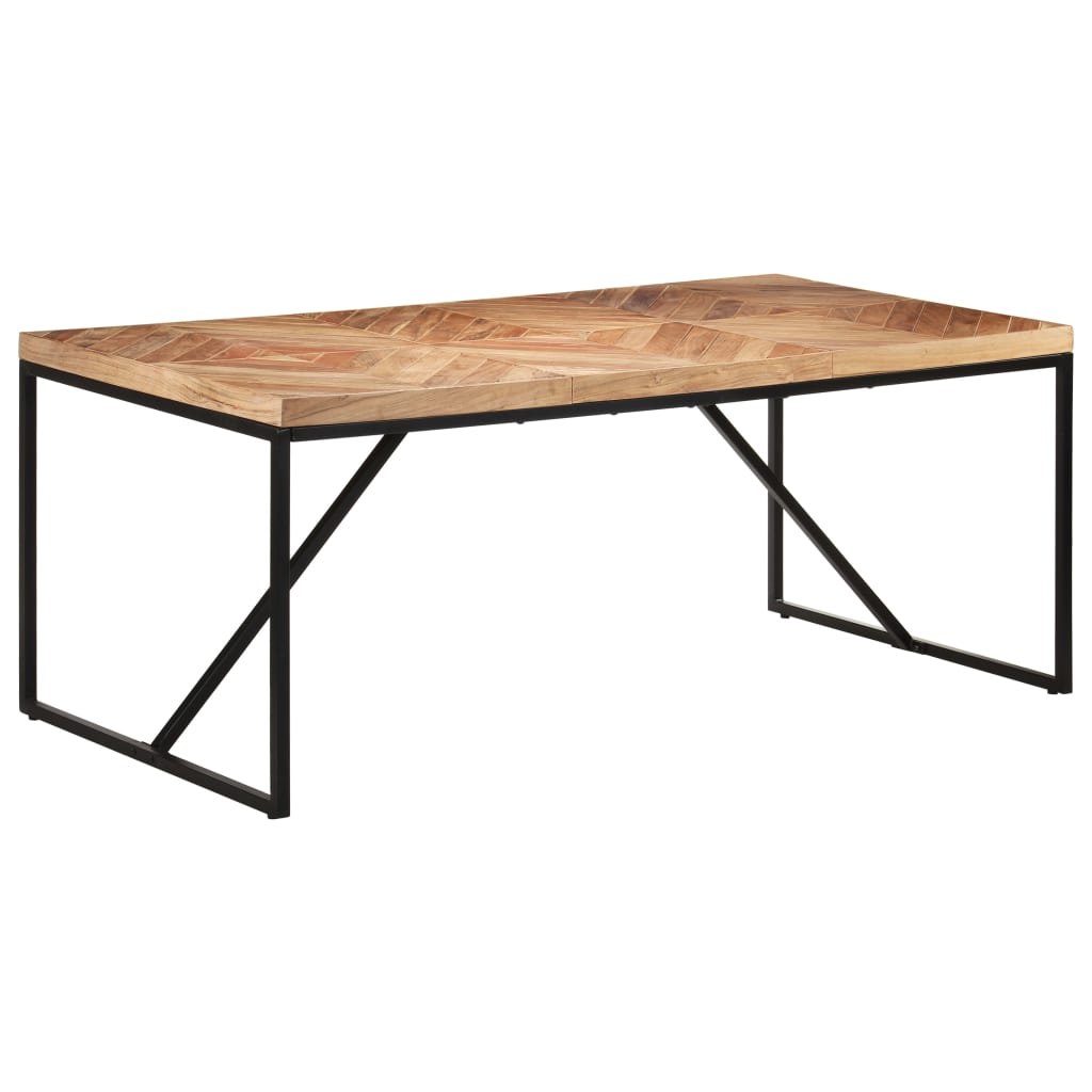 Eettafel 180X90X76 Cm Massief Acaciahout En Mangohout 180 x 90 x 76 cm Zwart