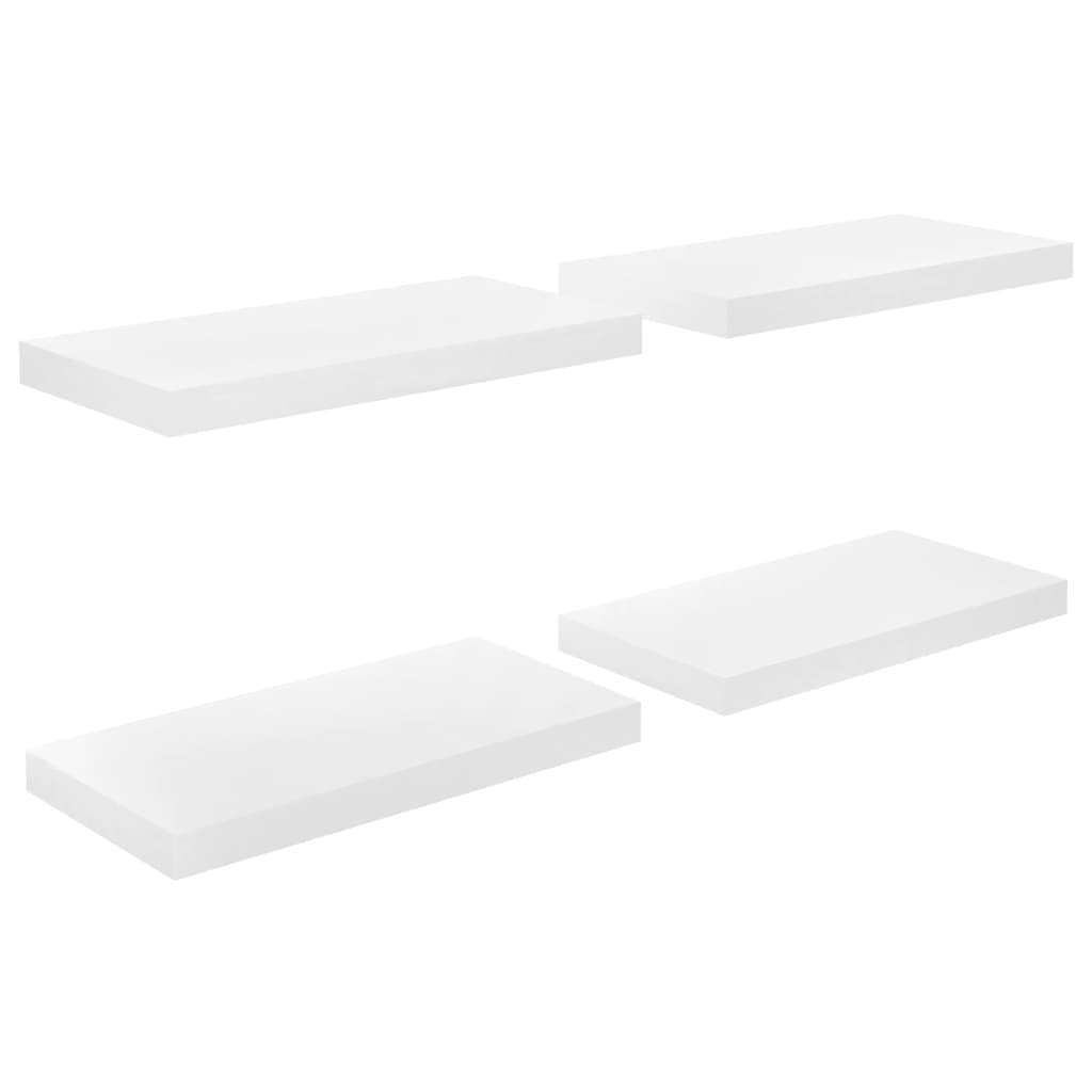 Wandschappen Zwevend 4 St 50X23X3,8 Cm Mdf Hoogglans Wit 50 x 23 x 3.8 cm