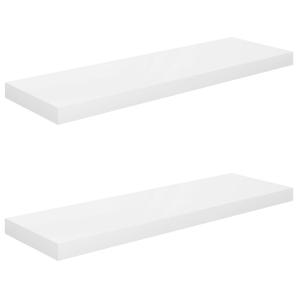 Wandschappen Zwevend 2 St 80X23,5X3,8 Cm Mdf Hoogglans Wit 80 x 23.5 x 3.8 cm