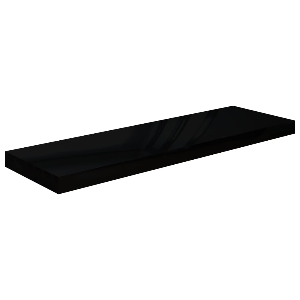 Wandschappen Zwevend 4 St 80X23,5X3,8 Cm Mdf Hoogglans Zwart 80 x 23.5 x 3.8 cm