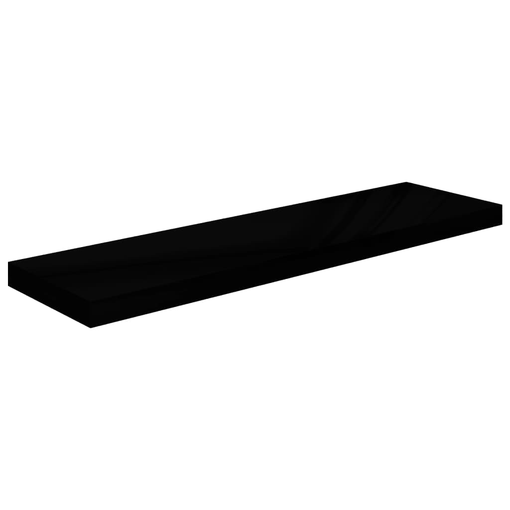 Wandschappen Zwevend 2 St 90X23,5X3,8 Cm Mdf Hoogglans Zwart 90 x 23.5 x 3.8 cm