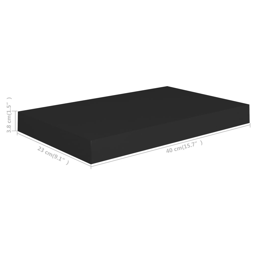 Wandschappen Zwevend 4 St 40X23X3,8 Cm Mdf Zwart 40 x 23 x 3.8 cm