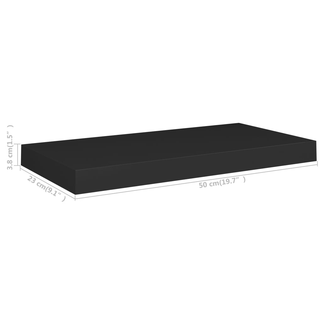 Wandschappen Zwevend 4 St 50X23X3,8 Cm Mdf Zwart 50 x 23 x 3.8 cm