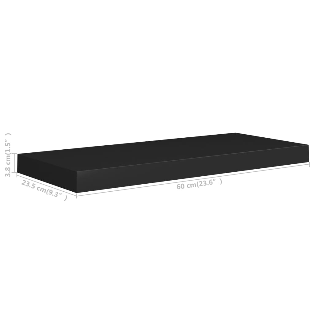 Wandschappen Zwevend 4 St 60X23,5X3,8 Cm Mdf Zwart 60 x 23.5 x 3.8 cm