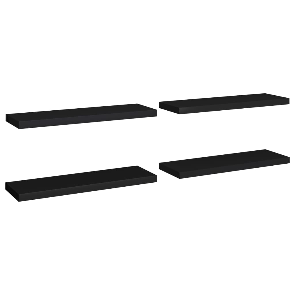 Wandschappen Zwevend 4 St 80X23,5X3,8 Cm Mdf Zwart 80 x 23.5 x 3.8 cm