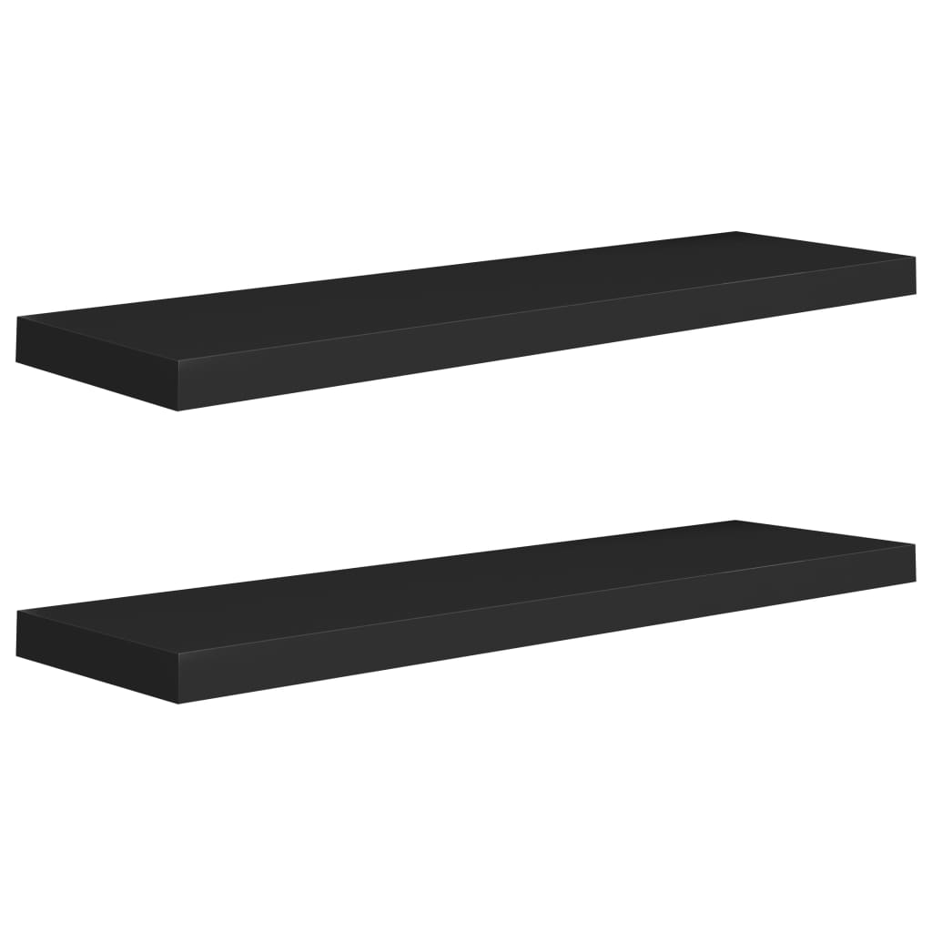 Wandschappen Zwevend 2 St 90X23,5X3,8 Cm Mdf Zwart 90 x 23.5 x 3.8 cm