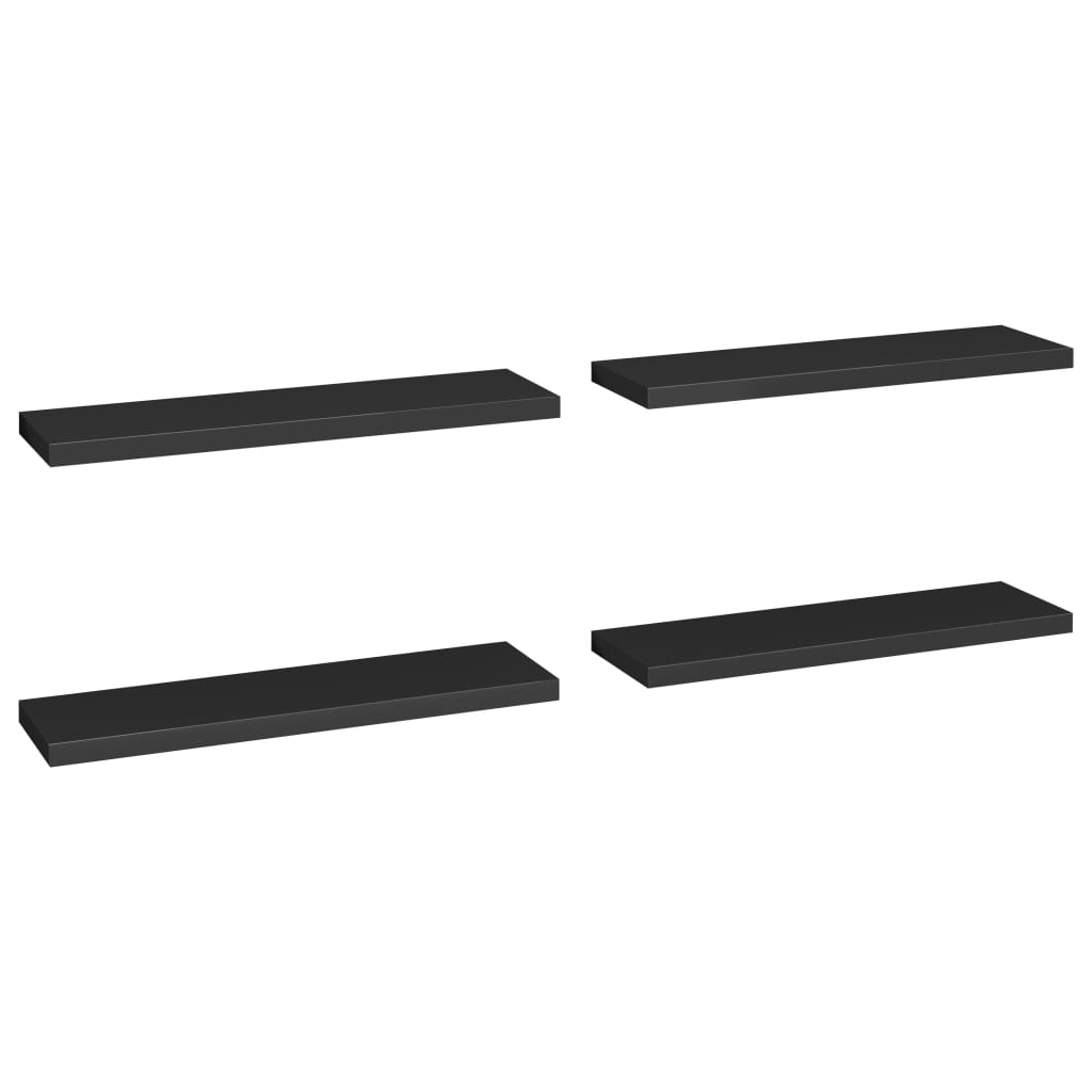 Wandschappen Zwevend 4 St 90X23,5X3,8 Cm Mdf Zwart 90 x 23.5 x 3.8 cm