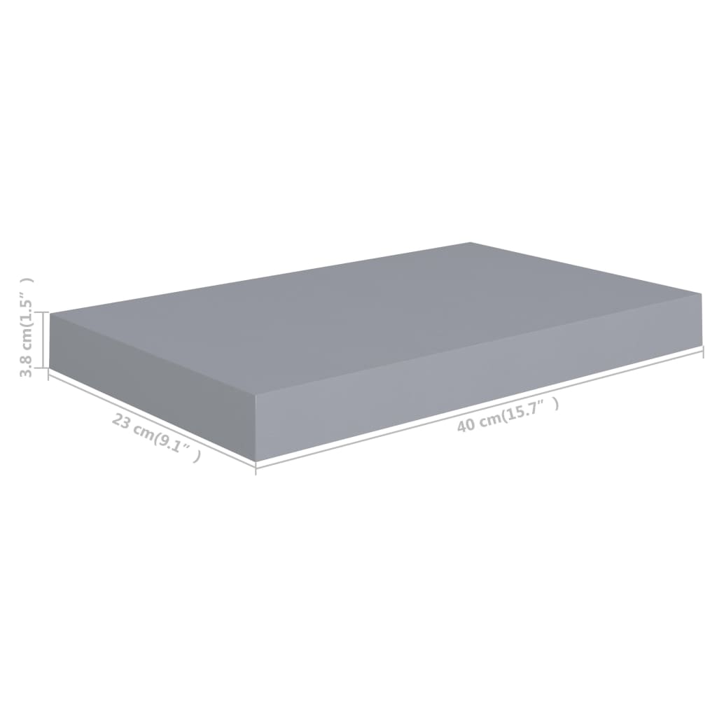 Wandschappen Zwevend 4 St 40X23X3,8 Cm Mdf Grijs 40 x 23 x 3.8 cm