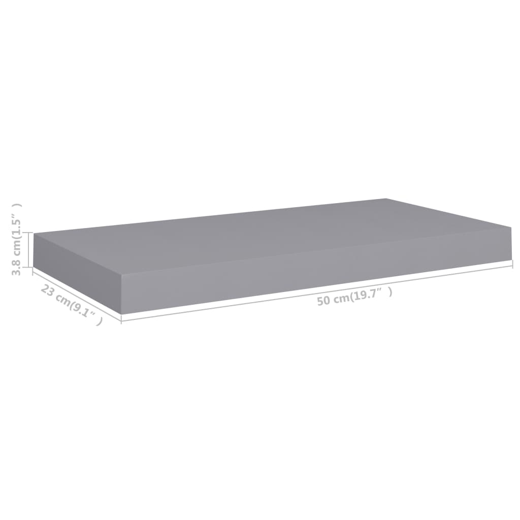 Wandschappen Zwevend 4 St 50X23X3,8 Cm Mdf Grijs 50 x 23 x 3.8 cm