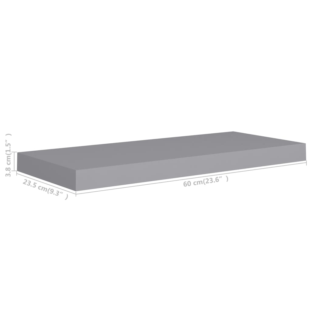 Wandschappen Zwevend 4 St 60X23,5X3,8 Cm Mdf Grijs 60 x 23.5 x 3.8 cm