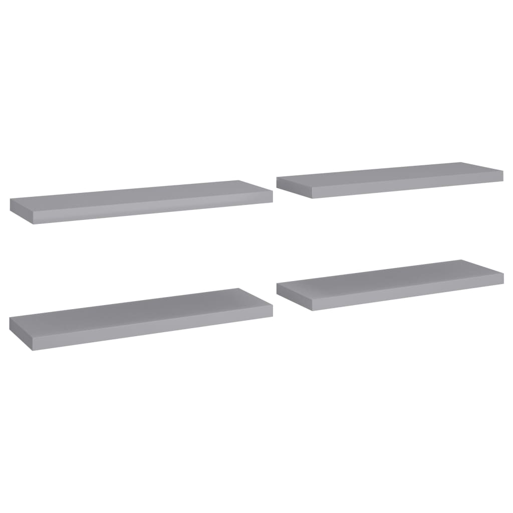 Wandschappen Zwevend 4 St 80X23,5X3,8 Cm Mdf Grijs 80 x 23.5 x 3.8 cm