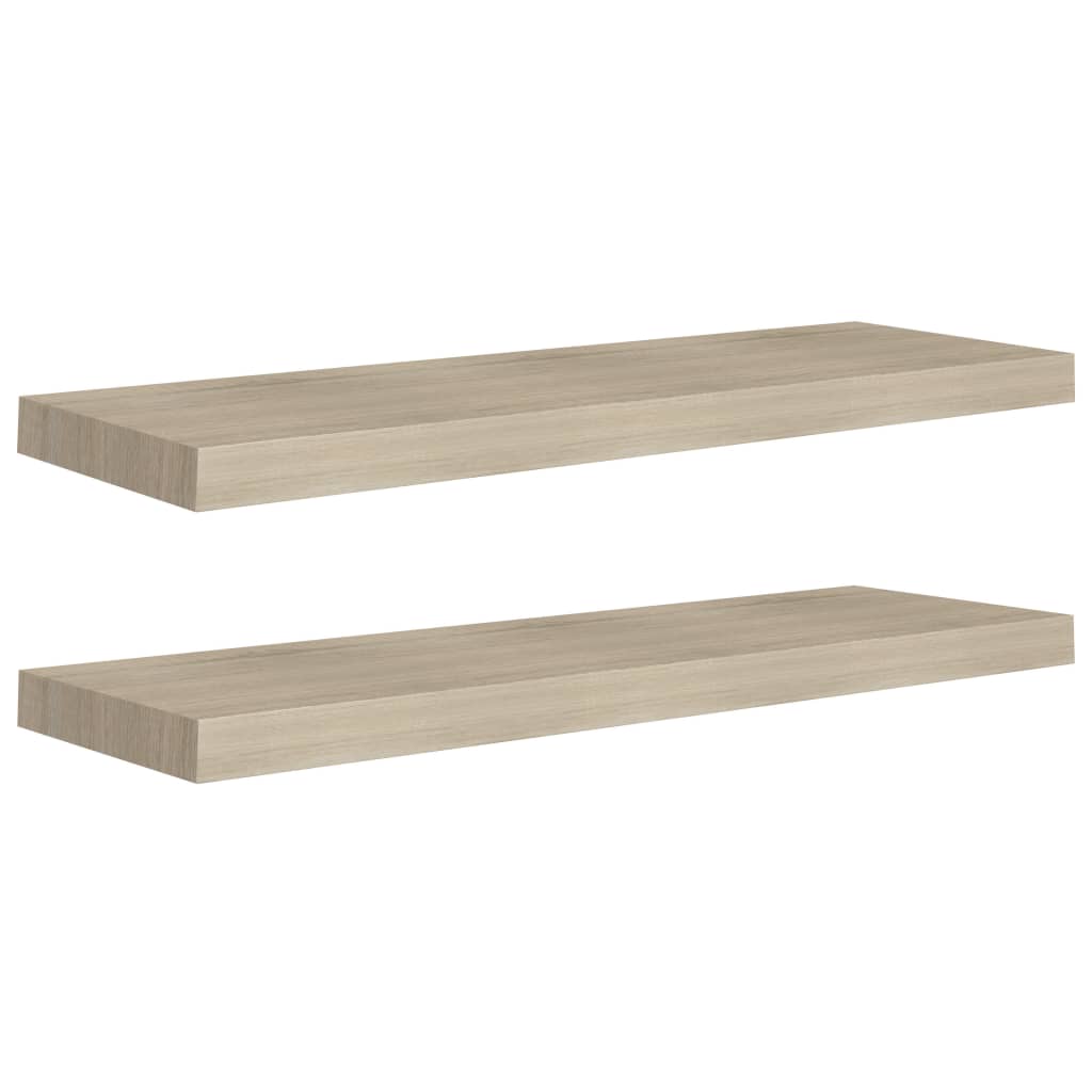 Wandschappen Zwevend 2 St 80X23,5X3,8 Cm Mdf Eikenkleurig 80 x 23.5 x 3.8 cm