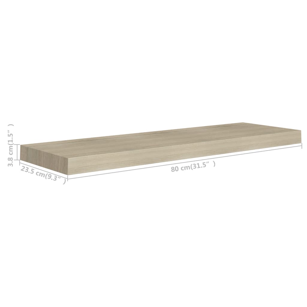 Wandschappen Zwevend 2 St 80X23,5X3,8 Cm Mdf Eikenkleurig 80 x 23.5 x 3.8 cm