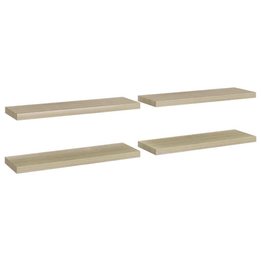 Wandschappen Zwevend 4 St 80X23,5X3,8 Cm Mdf Eikenkleurig 80 x 23.5 x 3.8 cm