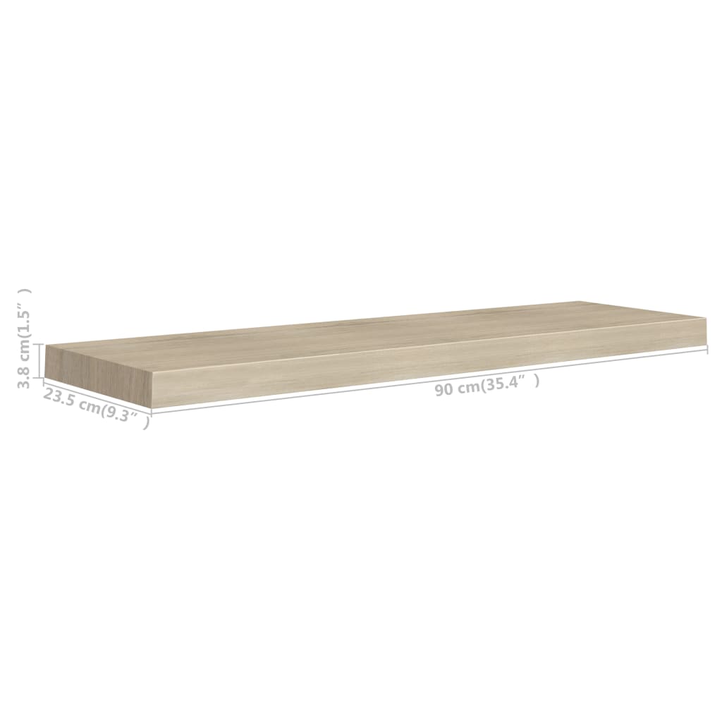 Wandschappen Zwevend 2 St 90X23,5X3,8 Cm Mdf Eikenkleurig 90 x 23.5 x 3.8 cm