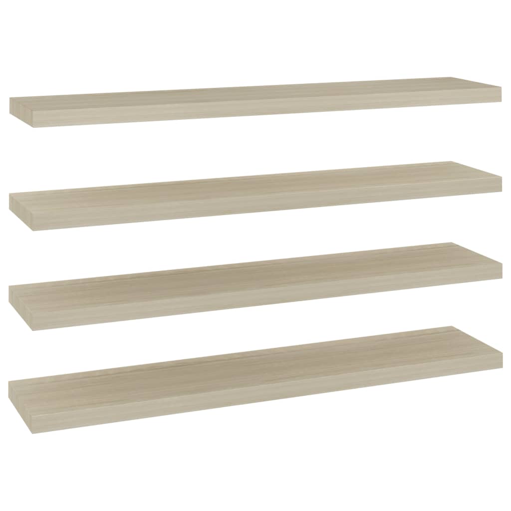 Wandschappen Zwevend 4 St 120X23,5X3,8 Cm Mdf Eikenkleurig 120 x 23.5 x 3.8 cm