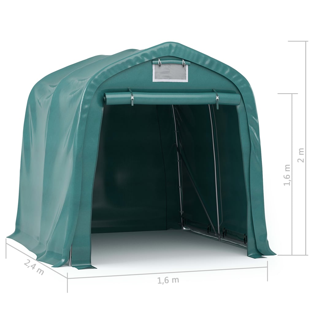 Garagetent 1,6X2,4 M Pvc Groen 1.6 x 2.4 m