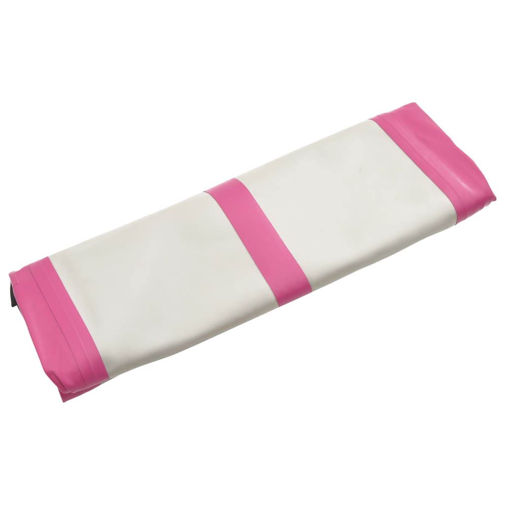 Gymnastiekmat met pomp opblaasbaar 300x100x15 cm PVC roze