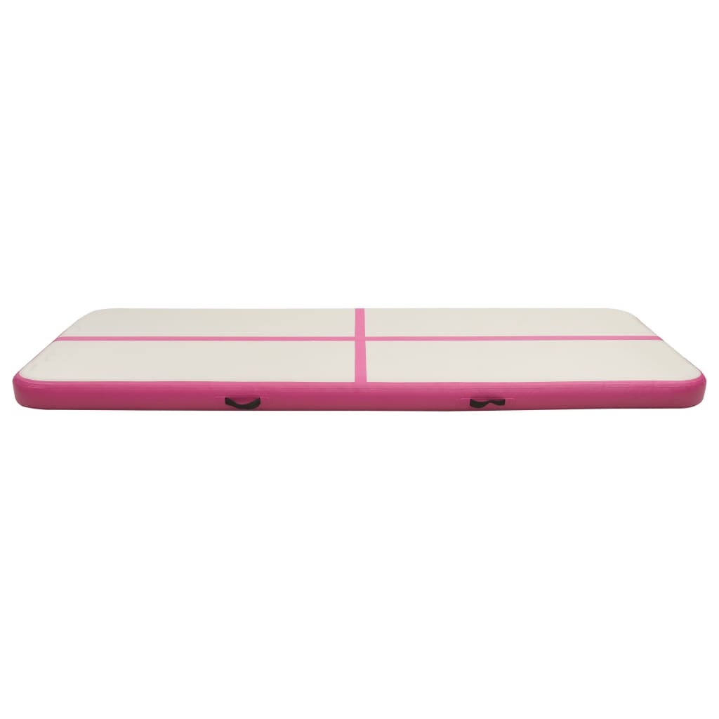 Gymnastiekmat met pomp opblaasbaar 300x100x15 cm PVC roze