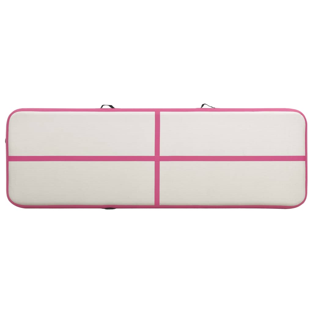 Gymnastiekmat met pomp opblaasbaar 300x100x15 cm PVC roze