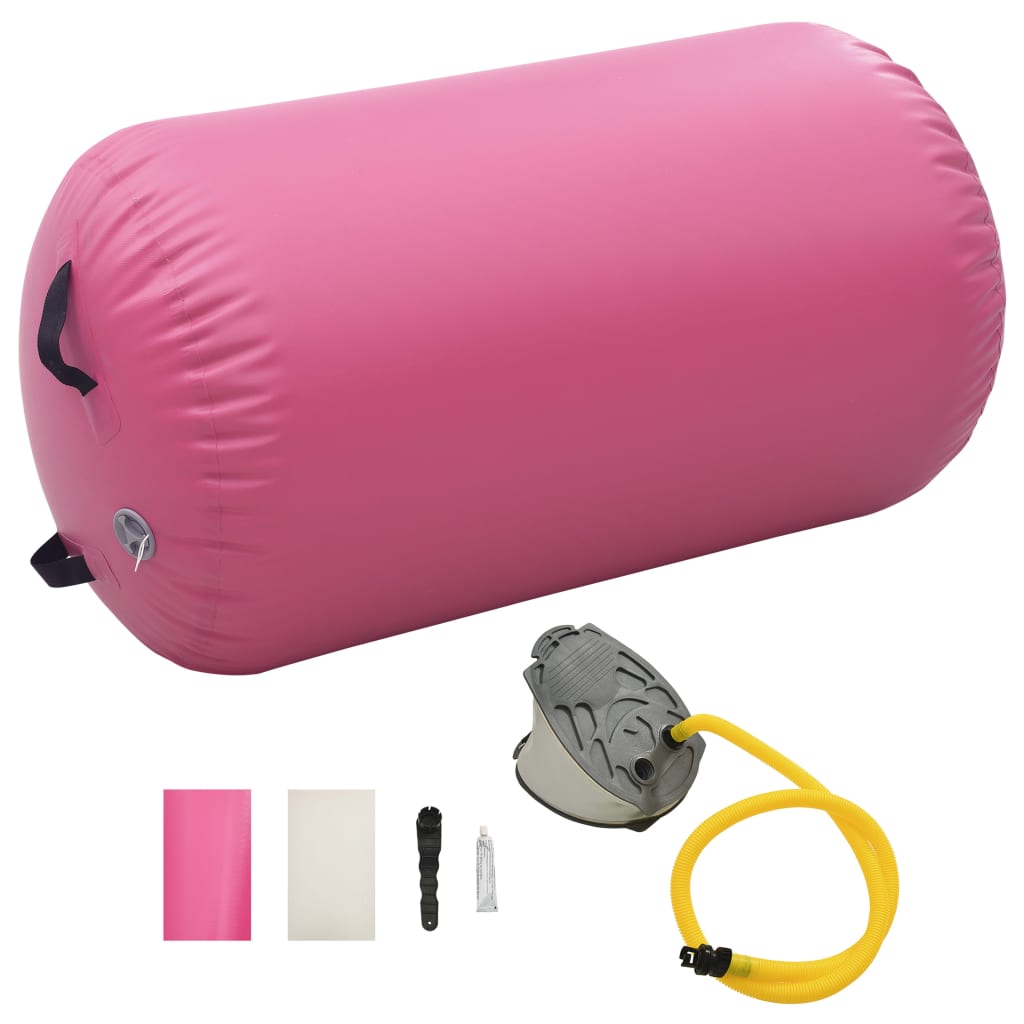 Gymnastiekrol met pomp opblaasbaar 100x60 cm PVC roze