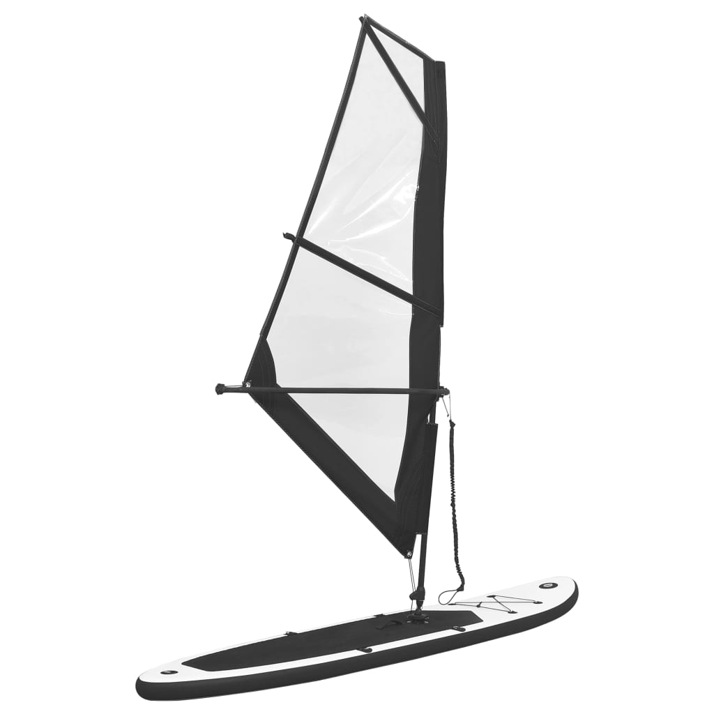 Stand Up Paddleboard opblaasbaar met zeilset zwart en wit