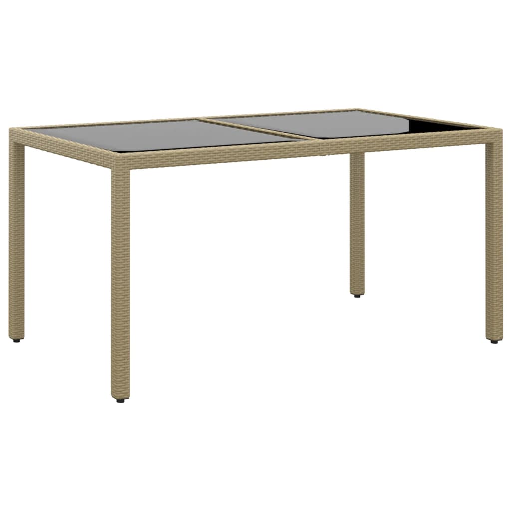 Tuintafel 50X90X75 Cm Gehard Glas En Poly Rattan Beige