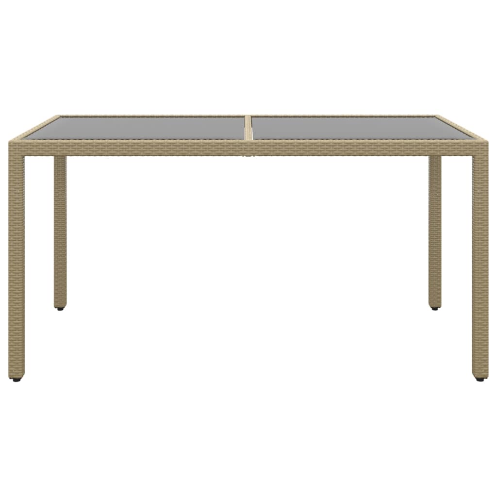 Tuintafel 50X90X75 Cm Gehard Glas En Poly Rattan Beige