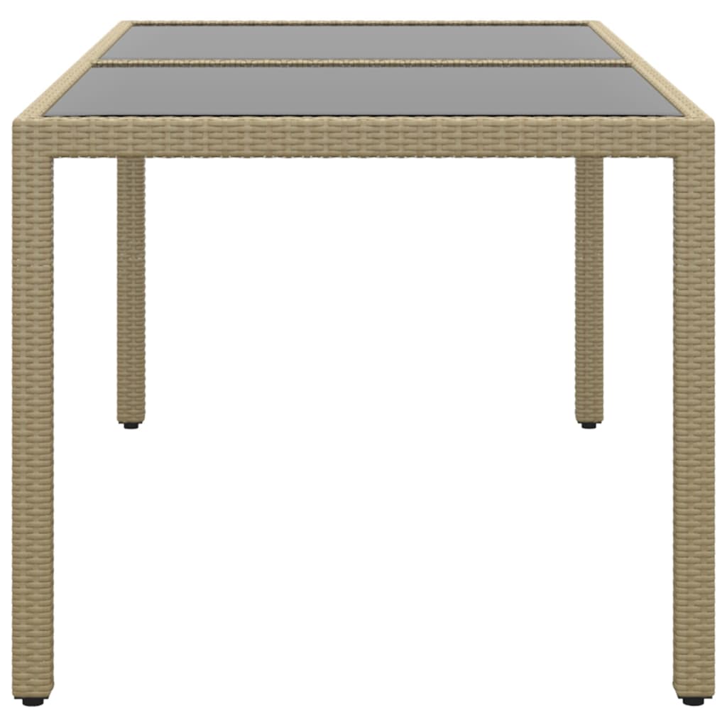 Tuintafel 50X90X75 Cm Gehard Glas En Poly Rattan Beige