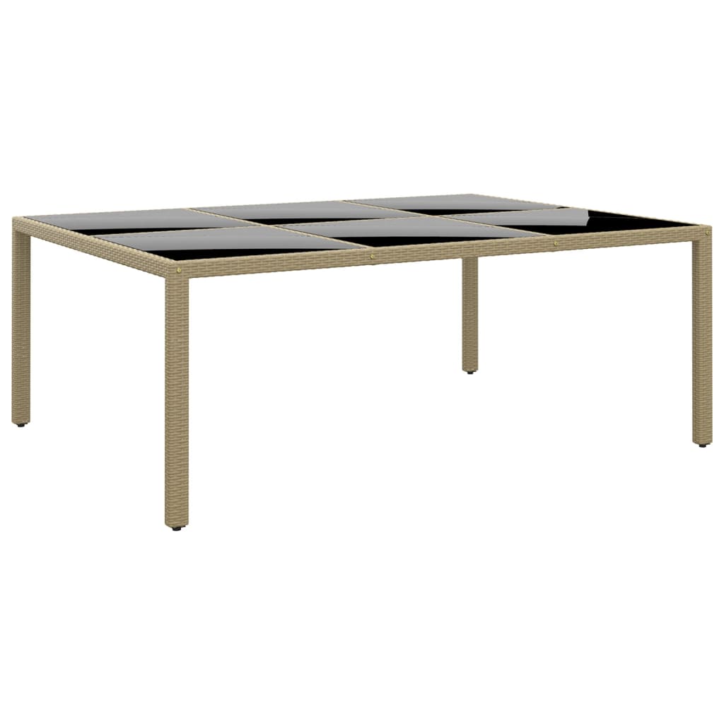 Tuintafel 200X50X75 Cm Gehard Glas En Poly Rattan Beige