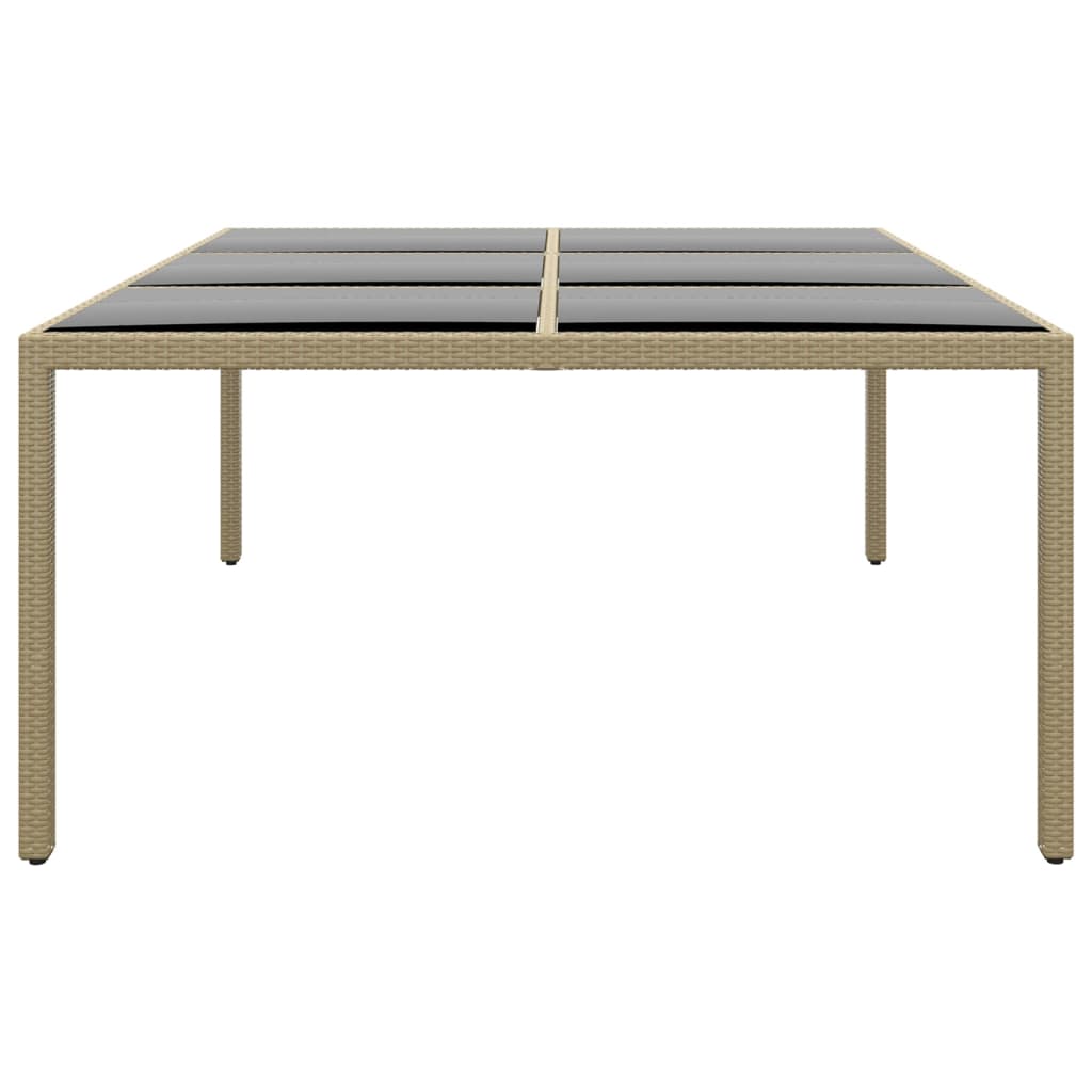 Tuintafel 200X50X75 Cm Gehard Glas En Poly Rattan Beige