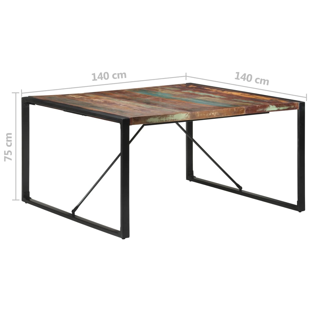 Eettafel 140x140x75 cm massief gerecycled hout