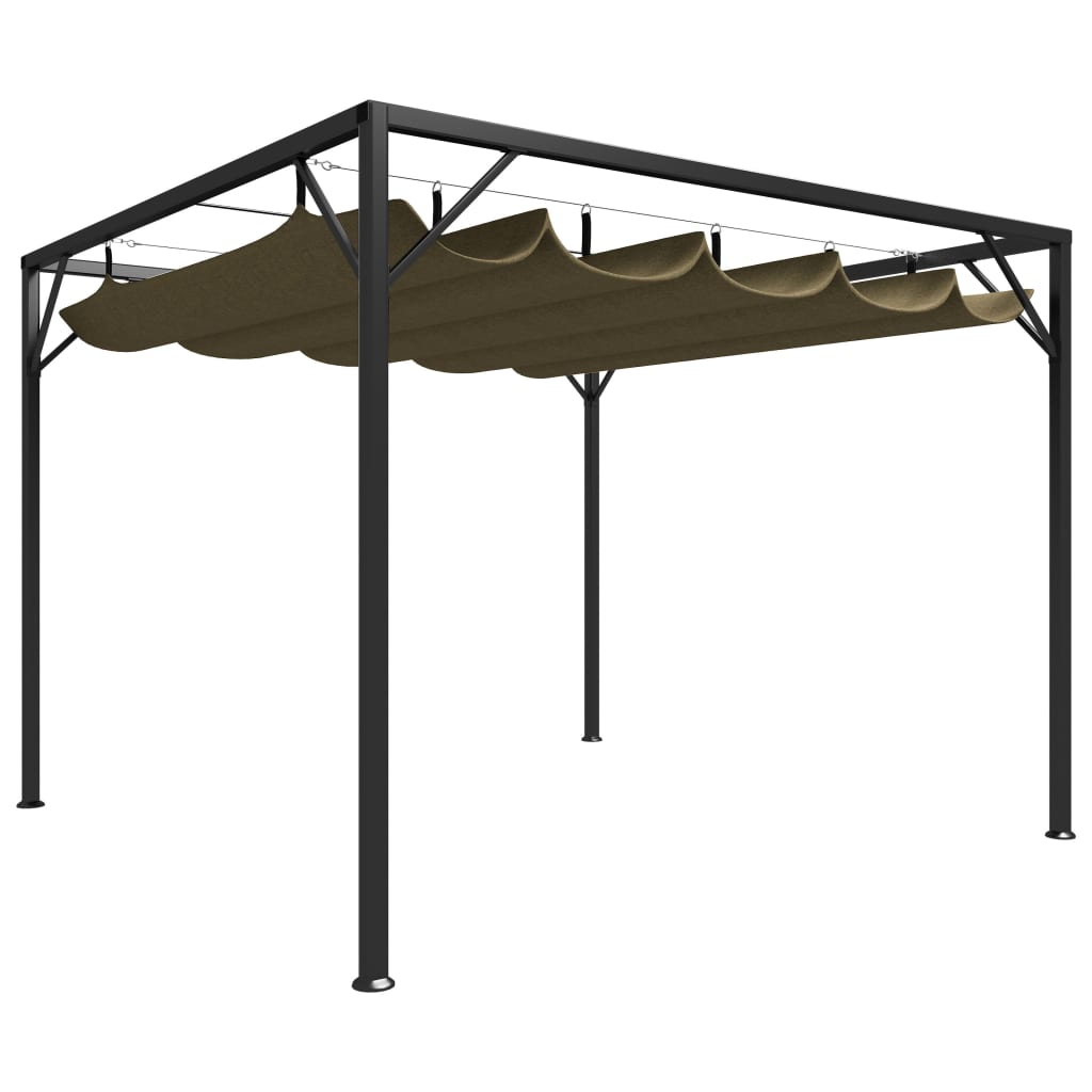 Tuinprieel Met Uittrekbaar Dak 180 G/M² 3X3 M Taupe