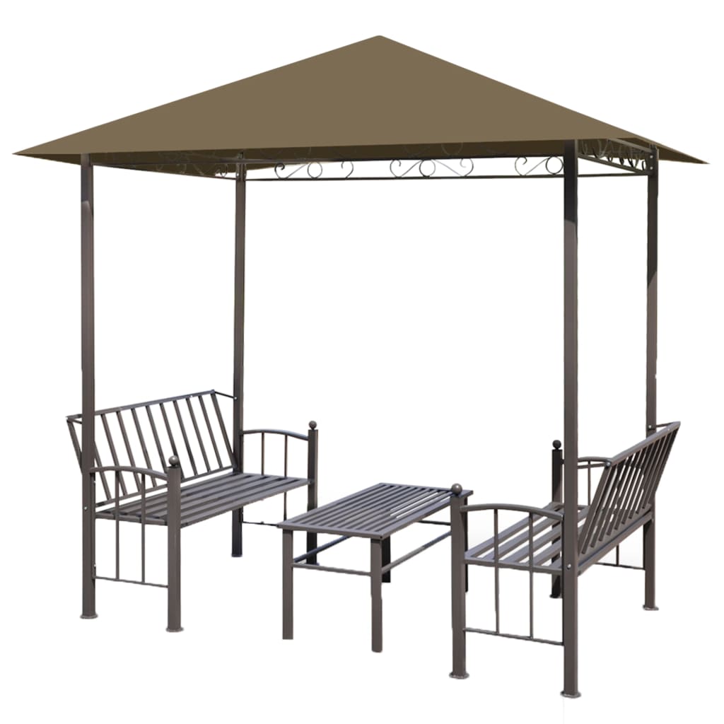 Tuinpaviljoen met tafel en bankjes 180 g/m² 2,5x1,5x2,4 m taupe