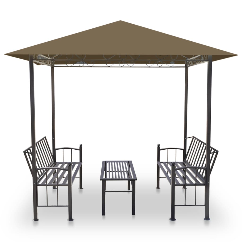 Tuinpaviljoen met tafel en bankjes 180 g/m² 2,5x1,5x2,4 m taupe