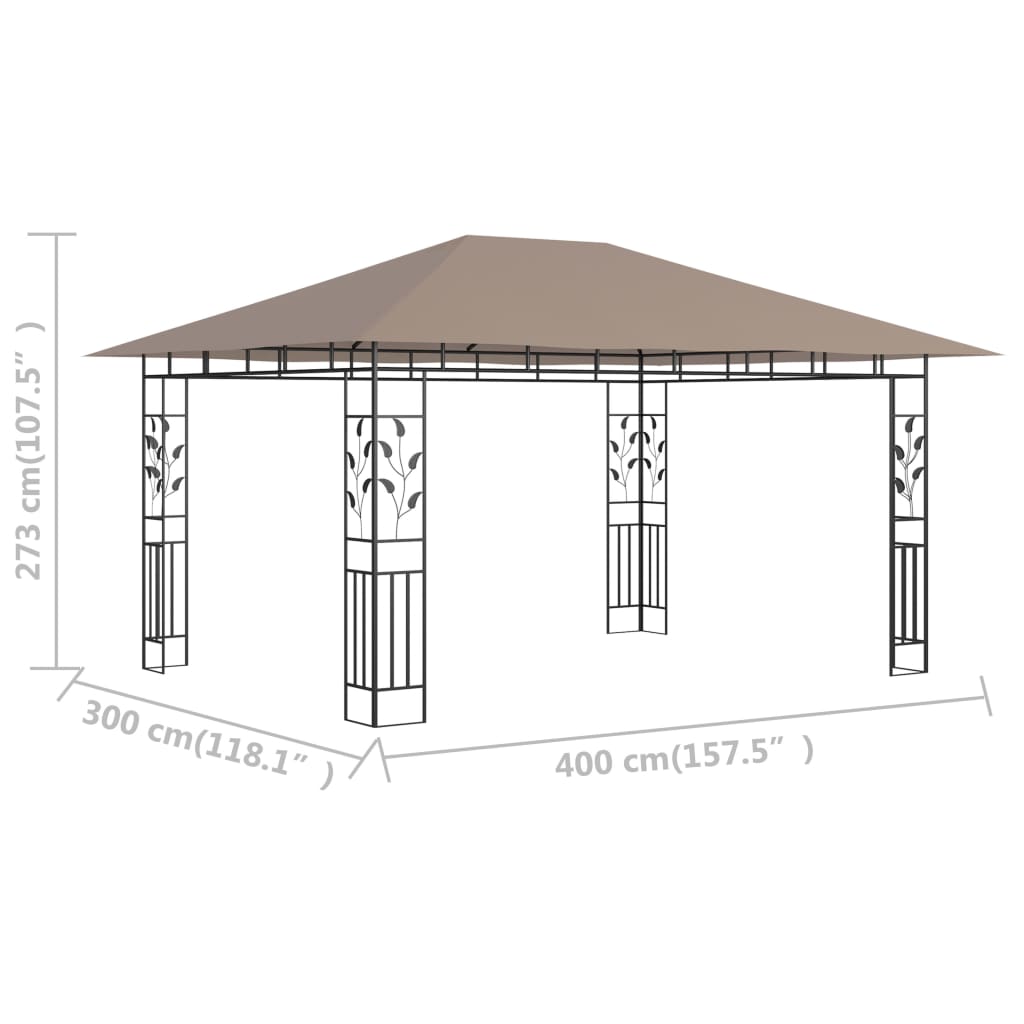 Prieel Met Klamboe 180 G/M² 4X3X2,73 M 4 x 3 x 2.73 m Taupe