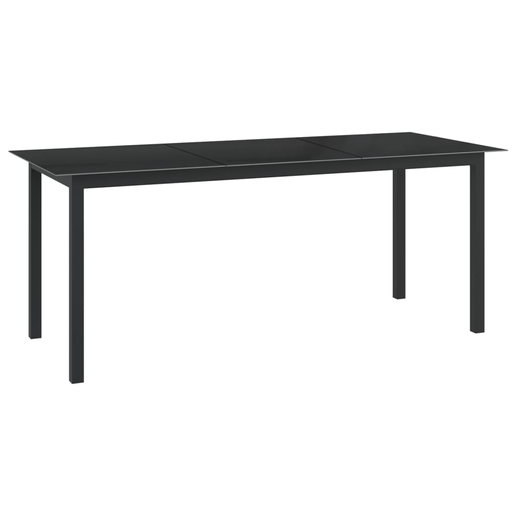 Tuintafel Aluminium En Glas 190 x 90 x 74 cm Zwart