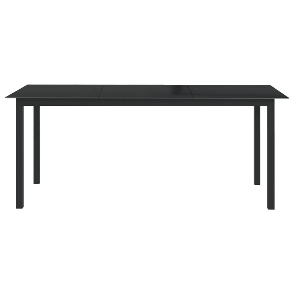 Tuintafel Aluminium En Glas 190 x 90 x 74 cm Zwart