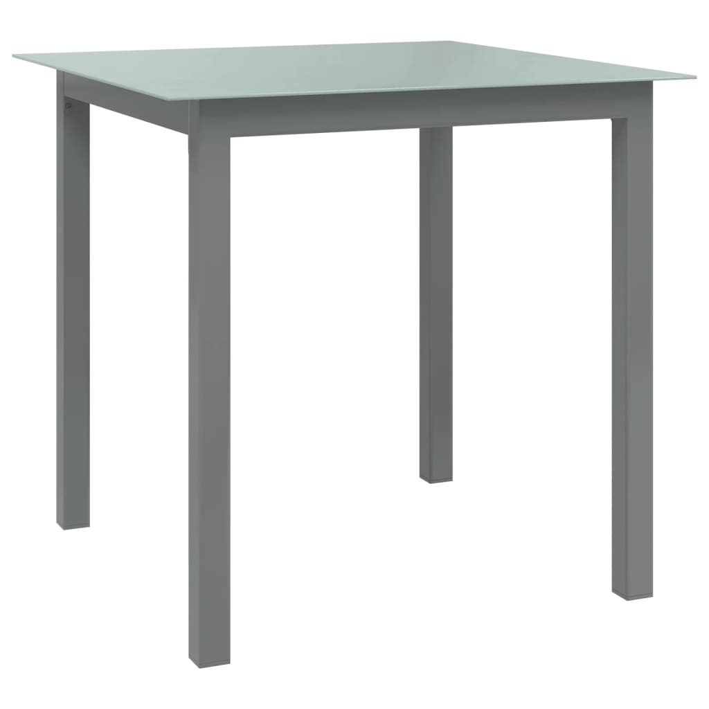 Tuintafel Aluminium En Glas 80 x 80 x 74 cm Lichtgrijs